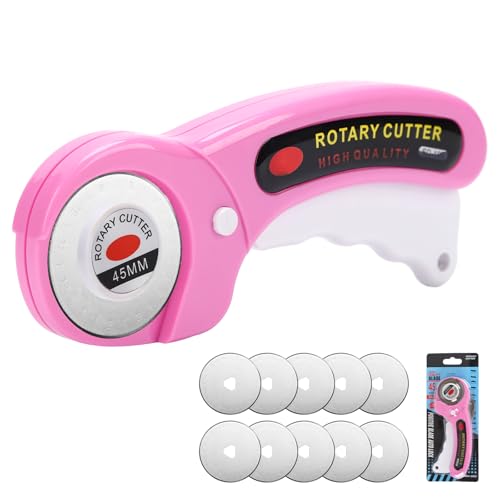 Rotary Cutter for Fabric, 45mm Rotary Cutters Kit with Extra 10 Blades