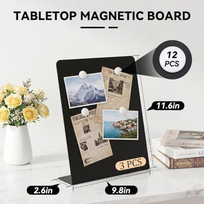 MIKEDE Magnet Display Board,3pcs 11.6"x9.8" Magnetic Stand with 12 Magnets