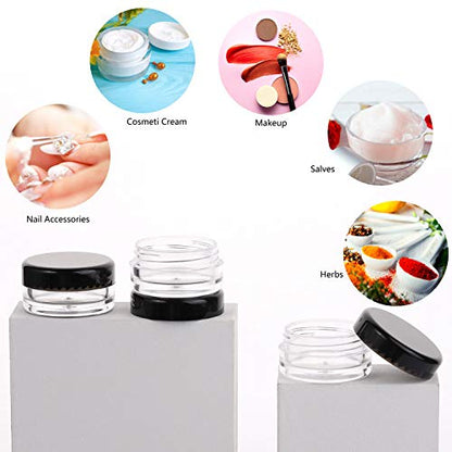 100 Count 10g Small Sample Containers with Lids Plastic Jar Cosmetic Jars Empty Makeup Jars Lip Balm Containers - Black - color: Black, size: 10g (100 Count)