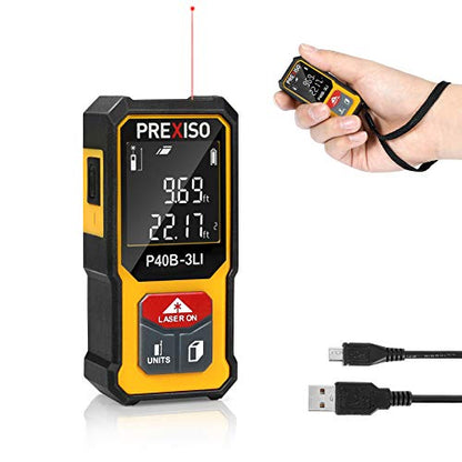 PREXISO Mini Laser Measurement Tool-135Ft Rechargeable Laser Distance Meter
