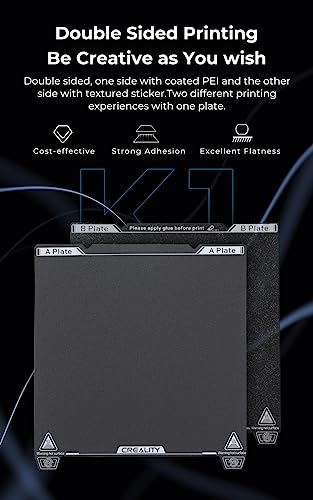Creality Double-Sided Build Plate Kit 235 * 235mm, 3D Printer Bed Platform for Creality K1/Ender 5 S1/Ender 3/Ender 3 Pro/Ender 3 V2/Ender 3 S1 Pro/Ender 3 Neo, Black - style: K1C PEI Build Plate 235*235mm