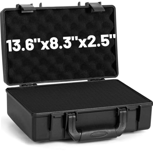 TORIBIO Hard Carrying Case with Foam,Shockproof Storage Box 13.6"x8.3"x2.5" - size: 13.6" x 8.3" x 2.5"
