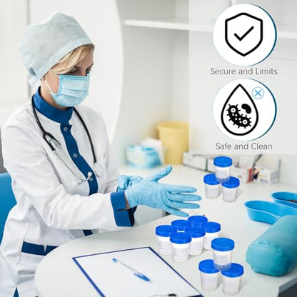 TrelaCo 50 Pcs 4oz Disposable Sterile Urine Specimen Cups with Lids