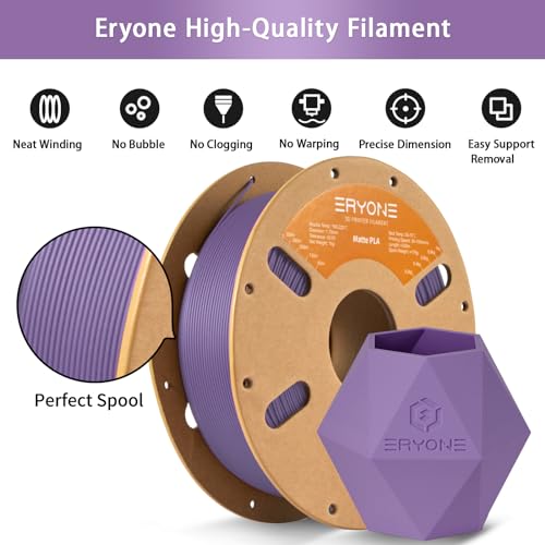 ERYONE Matte 3D Printer PLA Filament 1.75 +/- 0.03mm, Matte Filament PLA 1KG(2.2LBS) Spool, Blue Lilac - color: Matte Blue Lilac