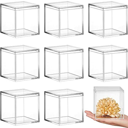 Blulu 8 Pcs Clear Acrylic Box with Lid, 3.9 x 3.9 x 3.9 Inch, Classic Style - size: 3.9 x 3.9 x 3.9 Inch, style: Classic style