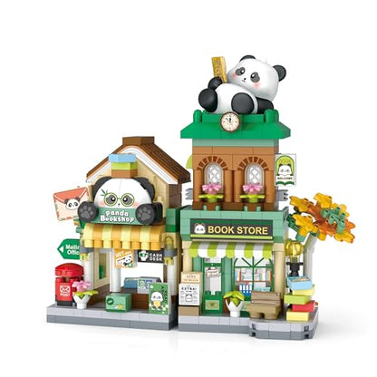 Panda Bookstore Mini Micro Building Blocks Toy Set - color: Panda Bookstore