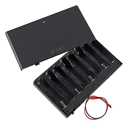 2Pcs 8 x AA Battery Holder Case Box 8 x 12V AA Battery Storage Box Battery Container Case with Cover ON/Off Switch and Wire