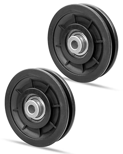 2 PCS 3.5Inch/90mm Nylon Bearing Pulley Wheel, Silent Bearing Replace for Garage Gym Equipment Pulley System, Universal Wearproof Bearing Maximum Working Load of 1000 LBS - size: 2 Pack