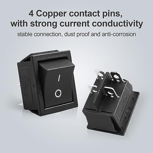 1Pc Black KCD4 Boat Rocker Switch 2-Position 4-Pin DPST Panel Switch - color: 1Pcs Black/with 6pcs FDFD2-250 Blue Terminals