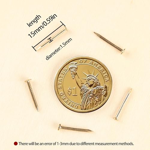 newlng 500PCS Small Nail Round Head Tiny Nails String Art Nails Hand-Made Hardware Accessories Fasteners Mini Nail 1.5 X 15mm/0.06"X0.6"(DXL) Golden - color: Golden1.5*15mm