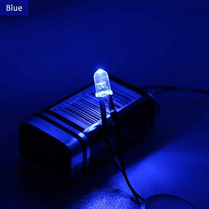 DiCUNO 100Pcs 5MM Pre Wired 12V Blue Light LED Diodes, with 9.4 Inch Lead - color: Blue