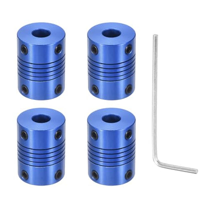 Flexible Shaft Coupling(6mm|6.35mm): 4 Pcs Blue Aluminum Alloy - color: Blue, size: 6mm x 6.35mm (19mm OD, 25mm L)