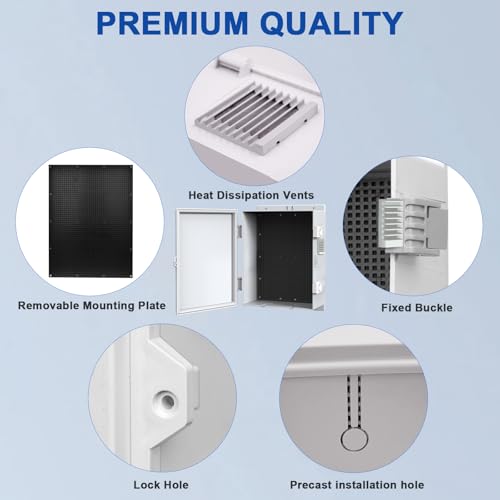 Outdoor Waterproof Electrical Junction Box Weatherproof IP65 ABS Plastic Enclosure with Preset Holes Switch Router Project Box with Mounting Panel Hinged Cover (15.7"x11"x5.9") - size: 15.7"x11"x5.9"