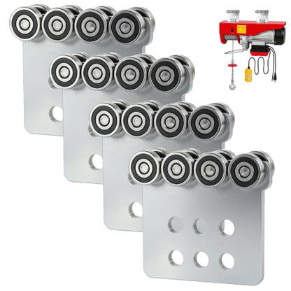 8 Wheel Trolley Assembly Rollers.Eight Bearing Trolley Assembly.The top of the Trolley has Room for Set Screws, Allowing the use of a 1-5/8" high Strut Channelor Higher Metal Strut Channel. - style: C-8Wheel Trolley 4pcs
