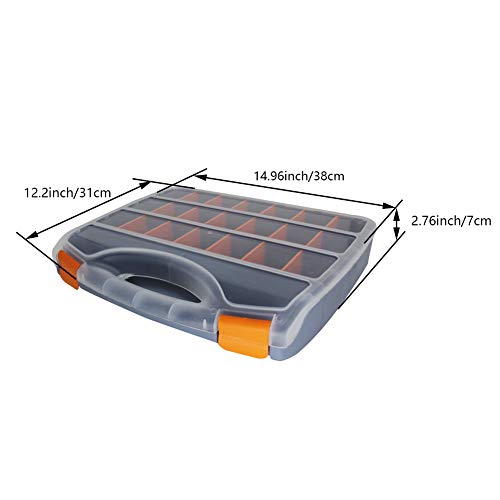 Utoolmart Tool Box Tools Organizer, Plastic Hardware Box Storage with Tray and Organizers Includes Removable Parts Boxes,for Hardware, Screws, Bolts, Nuts 15 x 12.2 x 2.8 inches Translucent 1Pcs - size: Clear