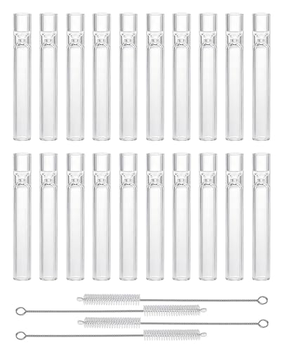 20 Pcs Borosilicate Glass Tubes 4 Inch (10 cm), Thick Glass Blowing Tubes, 2mm Wall Heat Resistant for Lab Experiments DIY Projects Industrial Use, Acid Alkali Resistant, Transparent - size: 20 Pack Transparent Tubes W 4 Brushes