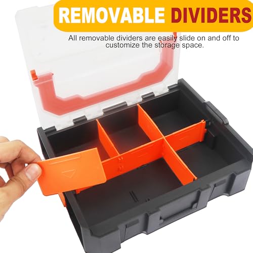 Small Parts Organizer, 6-Compartments Parts Organizer, Stackable, Removable Dividers for Hardware(2 PCS)