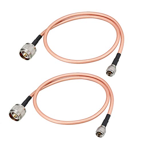 uxcell Low Loss RF Coaxial Cable Connection Coax Wire RG-142 N Male to Mini UHF Male 60cm 2pcs