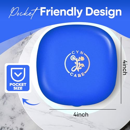 4" LED Compact Mirror – 1x & 10x Magnification | Travel Makeup Mirror with Adjustable Lighting | Handheld & Pocket-Sized Portable Mirror with Protective Pouch (Blue) - color: Blue