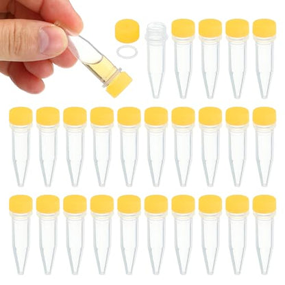 PATIKIL 1.5ml Plastic Cryogenic, 25Pcs Cryogenic Vial Screw Top Frozen Test Tube for Lab Laboratory Science, Yellow Cap - color: Yellow