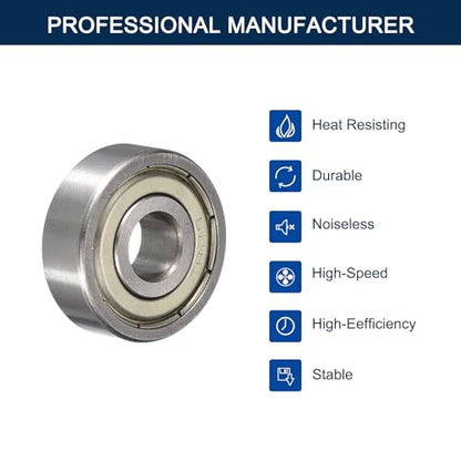 628ZZ Deep Groove Ball Bearings, ID 8mm x OD 24mm x Width 8mm Miniature Bearings, Double Metal Shielded Ball Bearing Chrome Steel Z2 Lever 20pcs - size: 628ZZ 8x24x8mm