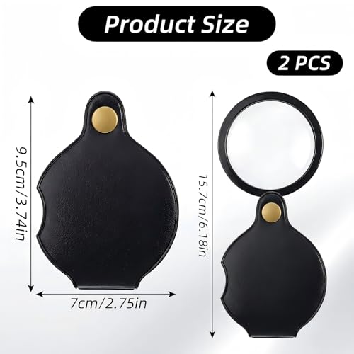 2 PCS 5X Pocket Magnifying Glass, Mini Pocket Magnifier Glass