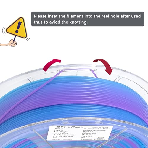 iSANMATE Rapid Translucent PLA Filament 1.75mm, Multicolor Rainbow PLA, Dimensional Accuracy ±0.02mm, 1kg Spool-Blue Purple - color: Clear-blue Purple