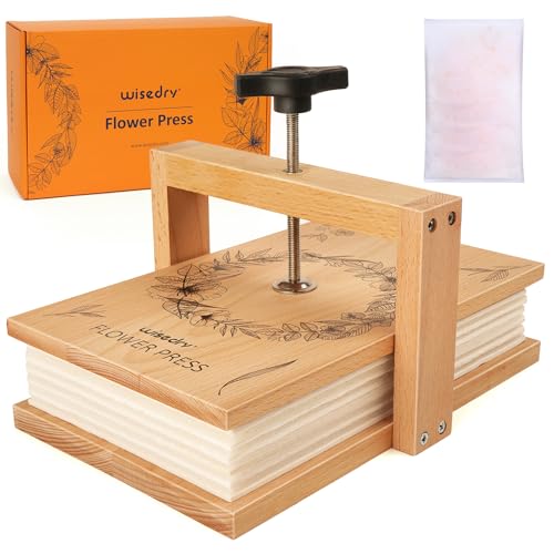 wisedry Flower Press Kit, Easy One-Step Pressing, Even Pressure, 6 Layers, 10 x 6 inch Flower Press Kit for Kids and Adults, Great Gifts for Anyone Who Loves Flowers and Crafts, Gift Box & User Guide