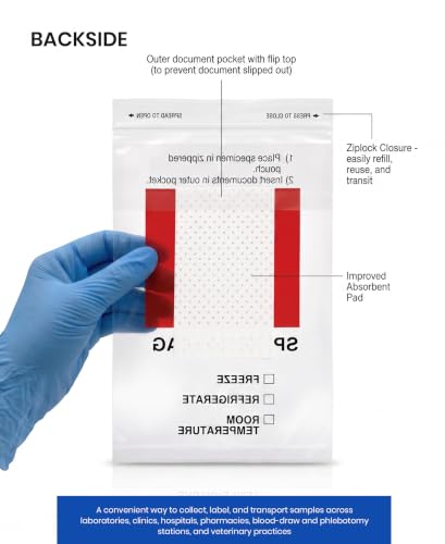 Biohazard Specimen Bags 6x9in Ziplock, Improved Absorbent Pad, 100 Counts - size: 1 Count (Pack of 100)
