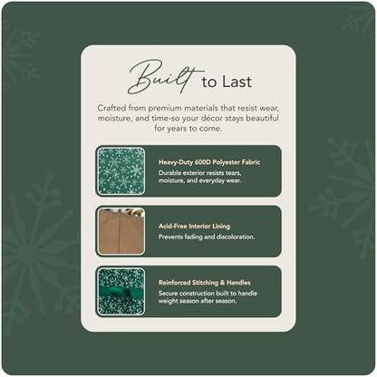Covermates Treasurekeeper Storage Bag, Green Snowflake - color: Green Snowflake Polyester, size: 25.5W x 13D x 12.5H - Without Wheels