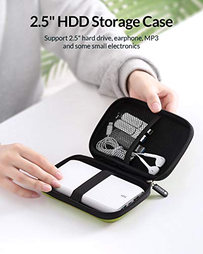 ORICO Hard Drive Case 2.5 inch External Drive Storage Carrying Bag Waterproof Shockproof with Inner Size 5.5x3.5x1.0inch for Organizing HDD and Electronic Accessories, Green(PHD-25) - color: Green