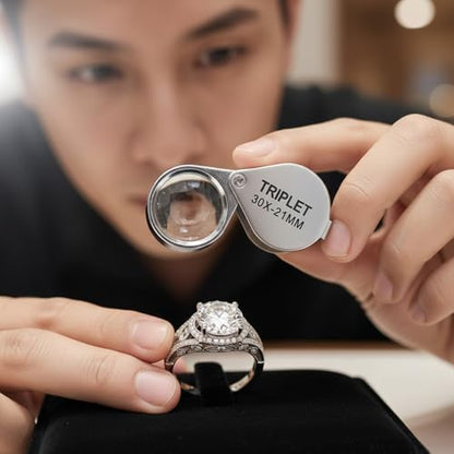 Xindojuz 2 PCS Jewelers Loupe Magnifier, Pocket Foldable 30 x 21mm