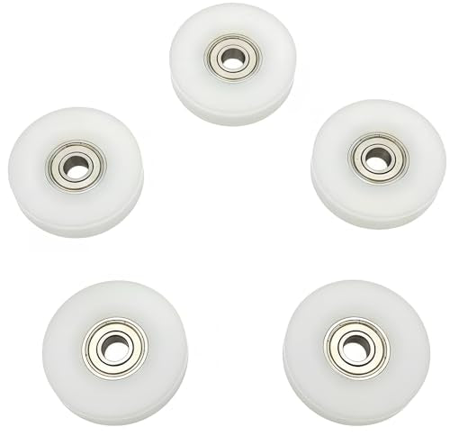 Plastic Nylon Roller Wheel, 1.8"/46.5mm Silent U Groove Pulley Wheels Ball Bearing for Sliding Door Garage Gym Pulleys System, with 608zz Bearing,5Pcs - size: 46.5mm(5pcs)