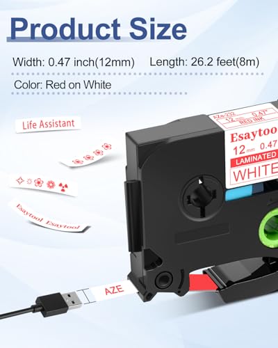 2 Pack Compatible with P-Touch TZe-232 AZE-232 TZ-232 Red on White 12mm 0.47'' Laminated Label Tape Replacement for Ptouch PT-H100 PT-D200 D210 D400 PT-P700 PT-1000 PT-2030 Label Maker - color: Red on White, size: 12mm