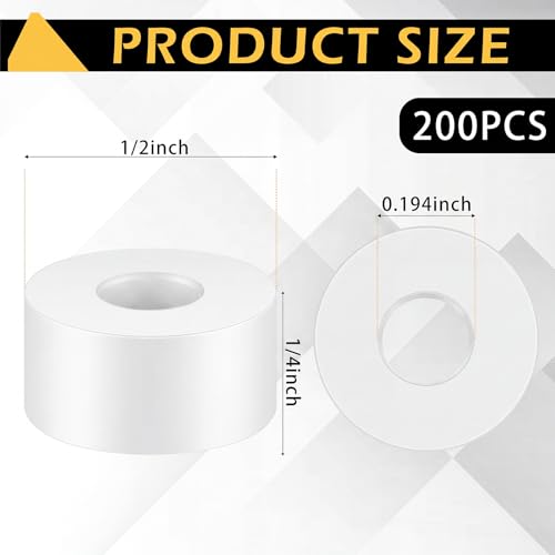 Pasimy 200 Pcs White Nylon Spacers 1/4 ''Thick, 1/2 '' Od 0.194 '' ID Round Rubber Plastic Washers Electrical Outlet Screw Spacers for Robotics Electrical Screws, Switch and Receptacle - color: White, size: 1/4'' Thick, 1/2'' Od 0.194'' Id