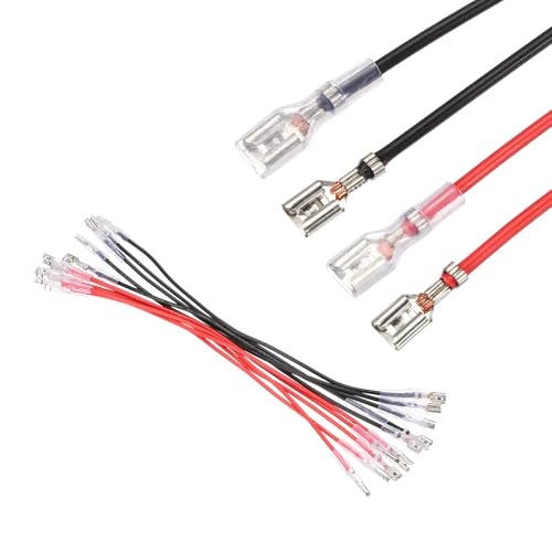 MECCANIXITY 10pcs Double Head Female Spade Crimp Terminal 4.8mm 20cm Wires - size: 4.8mm, 20cm L
