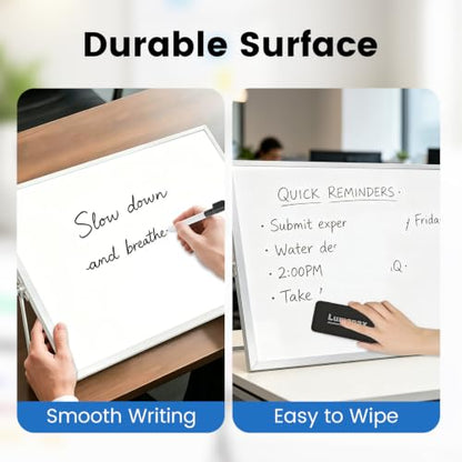 White Board with Stand, 24" x 18" Double-Sided Desktop Dry Erase Board, Portable Magnetic Whiteboard Easel for Office Home School