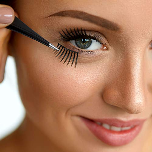 Mudder 3 Pcs Pointed Tweezers Ingrown Hair Eyebrow,Black - color: Black