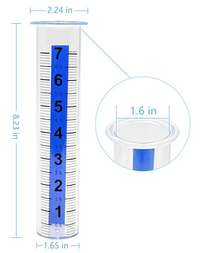 2PCS 7" Plastic Rain Gauge Replacement Tube, 8.23 x 2.24 x 1.65 Inches Cold Resistance Crack Resistance for Outdoor Garden Yard Home - size: 2PCS