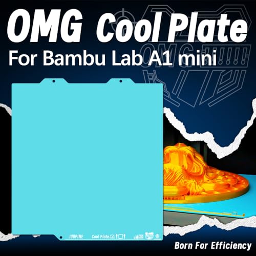2.0 Upgraded OMG Cool Plate for Bambu Lab A1 MINI, 184x184mm Thicker Magnetic Bamboo Build Plate with Supertack Smooth Surface, Low-Temperature 3D Printer Bed Plate for PLA PETG Printing - size: 184x184mm for A1 mini
