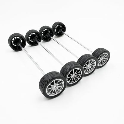 10PCS Toy Car Wheels 28mm Rubber Tire Wheels with Metal Shaft for RC Car Truck DIY Model Toy Wheel Replacement Accessories (2.5x28mm) - style: 2.5x28mm