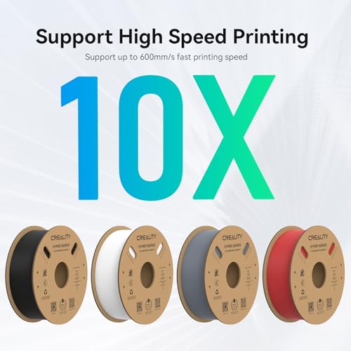 Creality Hyper PLA Filament 1.75mm, 30-600mm/s High Speed 3D Printer Filament, Dimensional Accuracy +/-0.02mm, Fit Most FDM 3D Printers, 4 Pack 1kg Spool(2.2lbs), Black & White & Grey & Red - color: Black & White & Grey & Red