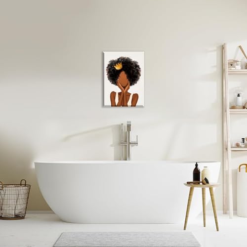 Afro Princess Canvas Wall Art African American Young Girl Decor 16x12 Inch - color: 16x12inch (Framed)o