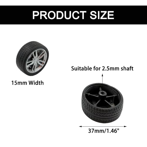12PCS Toy Wheel RC Car Rubber Tire Wheel with Round Rod Shaft Axles for RC Car Truck Robot Boat Helicopter DIY Model Toy Building Project (2.5x37mm) - style: 2.5x37mm