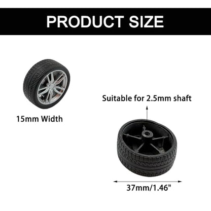12PCS Toy Wheel RC Car Rubber Tire Wheel with Round Rod Shaft Axles for RC Car Truck Robot Boat Helicopter DIY Model Toy Building Project (2.5x37mm) - style: 2.5x37mm