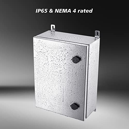 IP65 Weatherproof Stainless Steel Box Wall-Mounted Electronic Equipment Enclosure Box with Mounting Plate and Wall Bracket (16'' x 12'' x 6'')… - size: 16" x 12" x 6"
