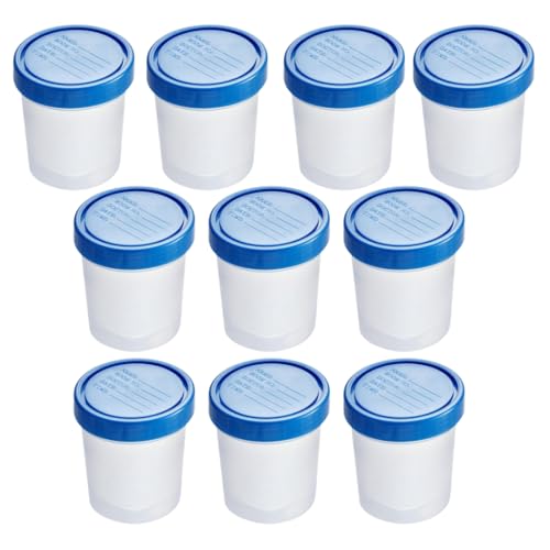 Polypropylene Clear Specimen Containers with Cap – Sample Collection Jar for Testing, Leak Resistant Screw Cap, 100ml-120ml, Non Sterile – 4.5oz Bulk Pack, 10 Count