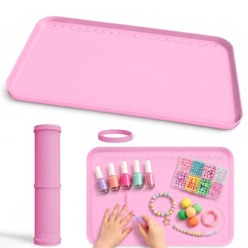 Silicone Mats for Crafts with 0.7" High Edges & Non-Slip，19" x 12" - color: Pink, size: 19"x12"