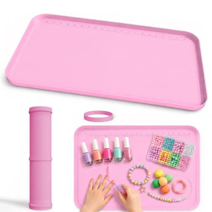 Silicone Mats for Crafts with 0.7" High Edges & Non-Slip，19" x 12" - color: Pink, size: 19"x12"