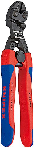 Knipex 71 22 200 Compact Bolt Cutters "CoBolt" 7,87" 20° angled with soft handle - color: Multi-component Grips, Blue/Red, size: 200 mm, style: 20° angled head, with spring